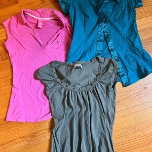 Roxy Pink Fitted Ruffled Blouse